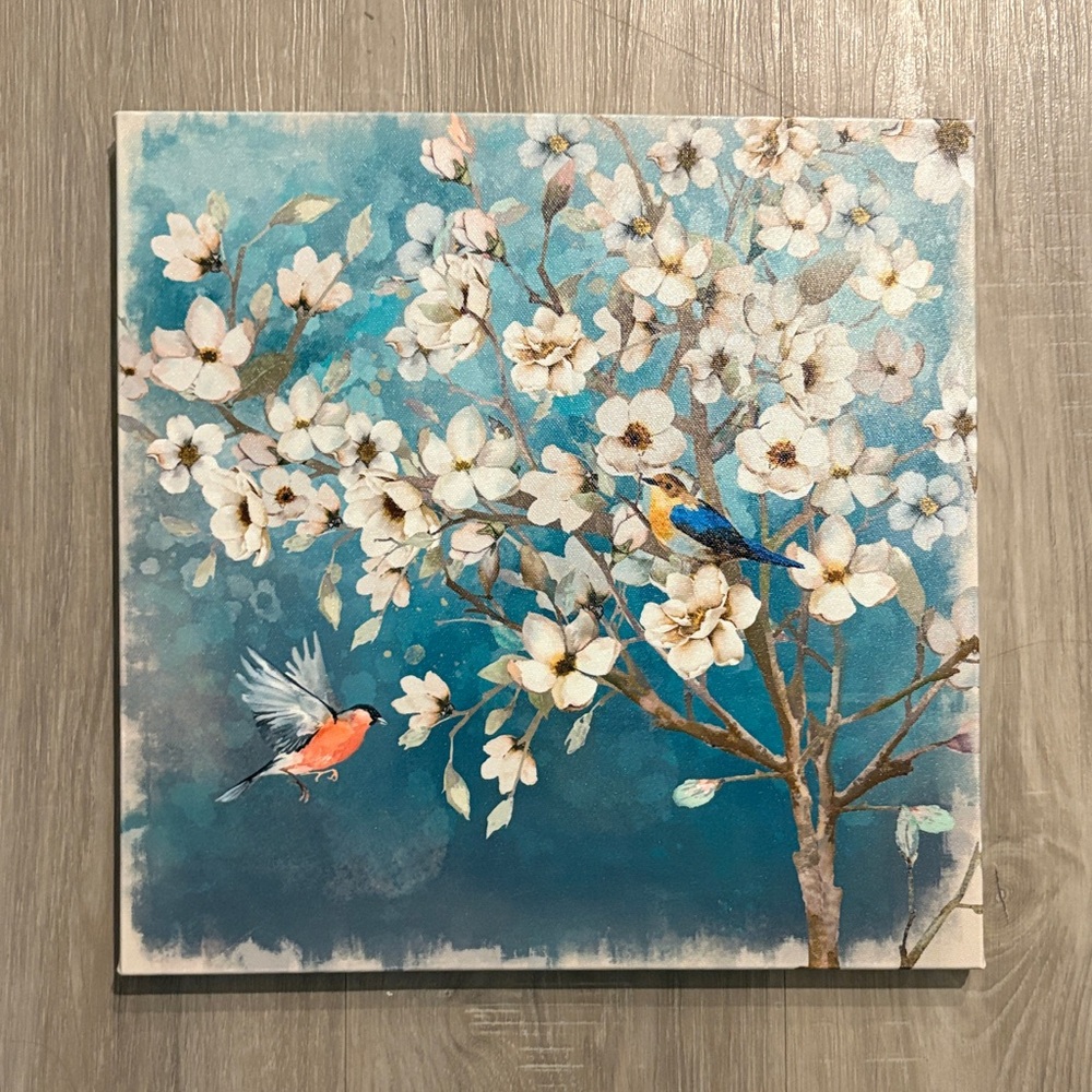 Chinoiserie Style Floral Canvas Art with Birds
